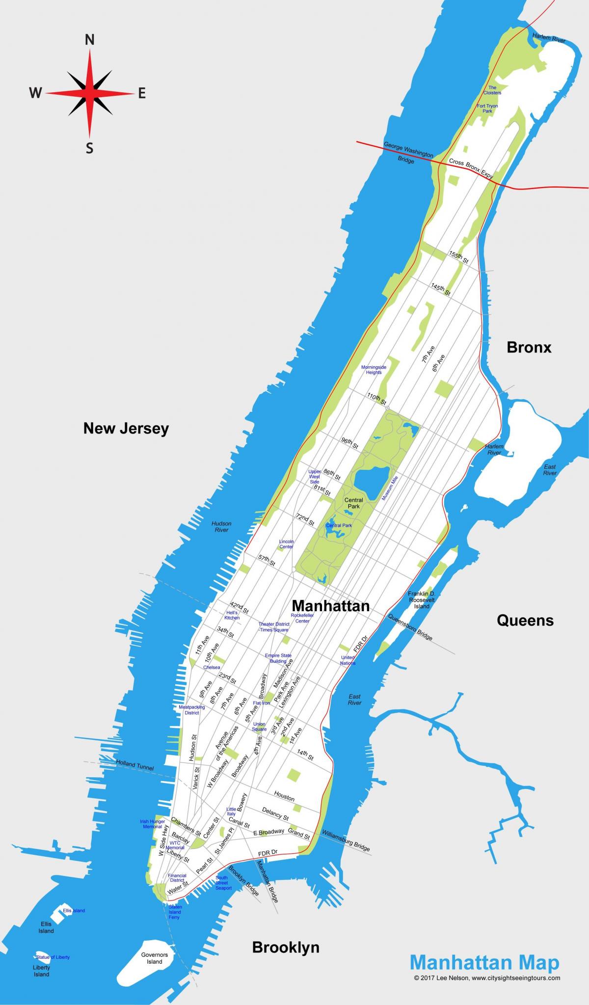 Manhattan hartë të qytetit shtypshëm