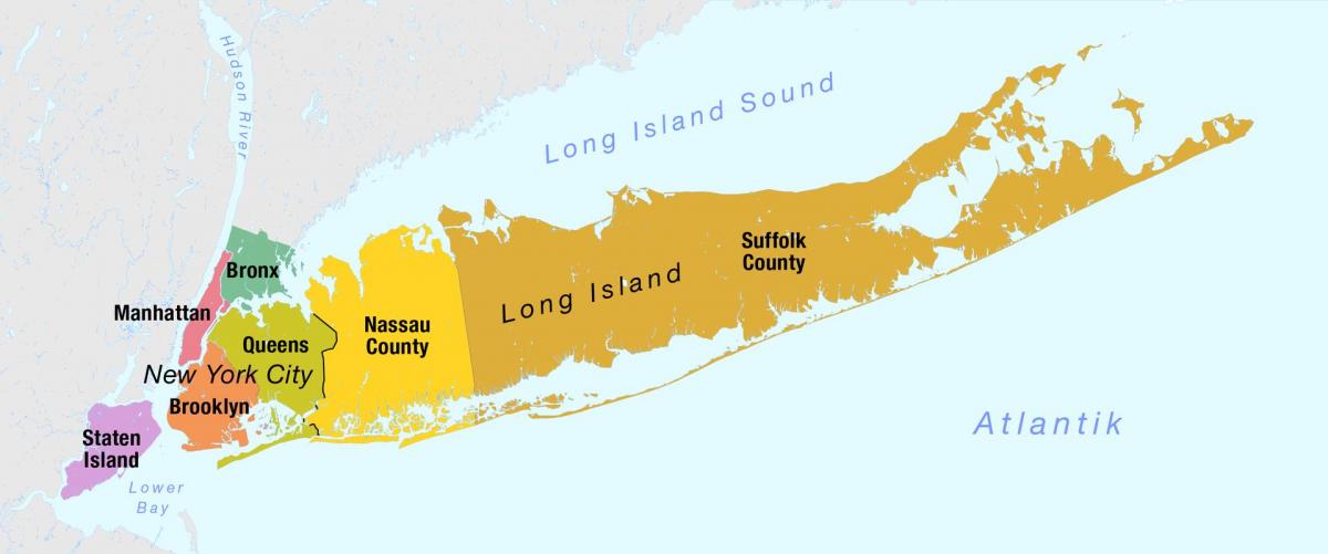 harta e New York-Manhattan dhe long island