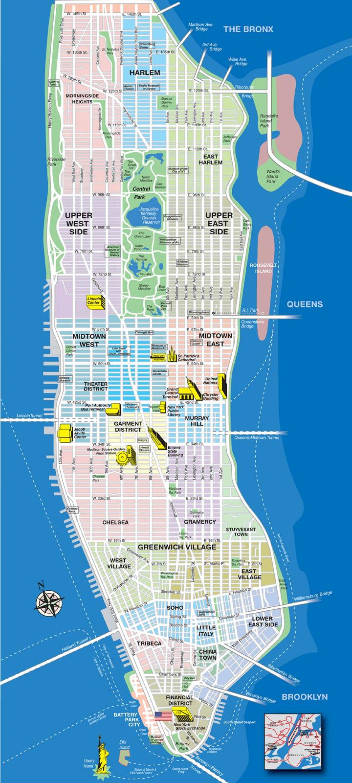 harta e rrugëve në Manhattan