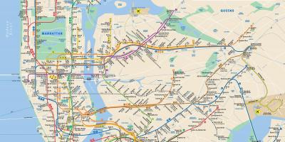 Manhattan rrugë hartë me metro ndalon