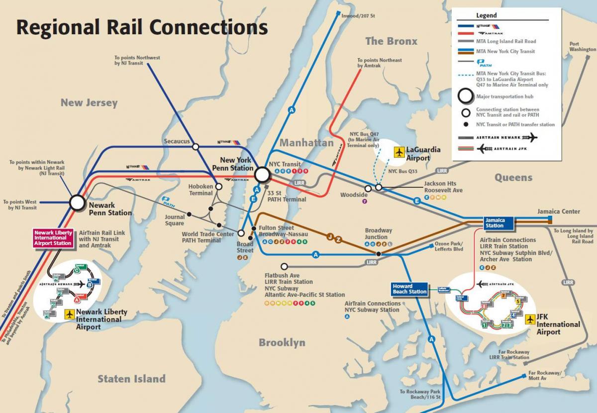 JFK të Manhattan metro hartë