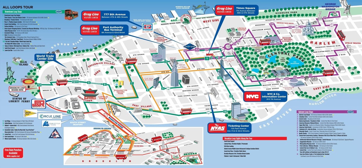 Manhattan tërheqjet turistike harta
