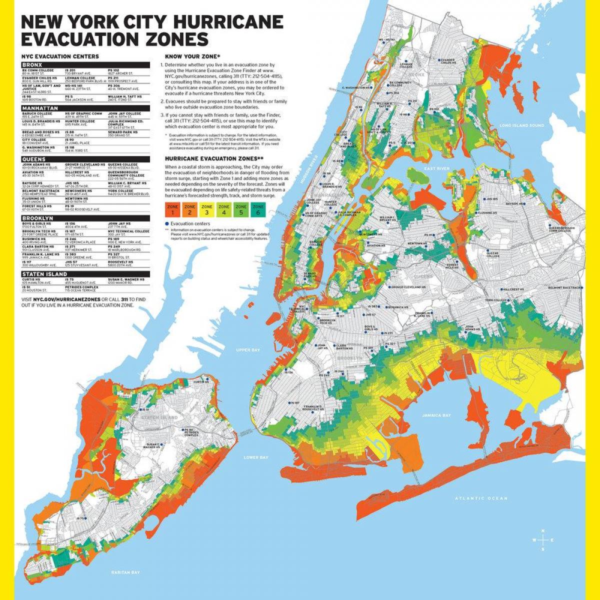 Manhattan përmbytja e zonës hartë