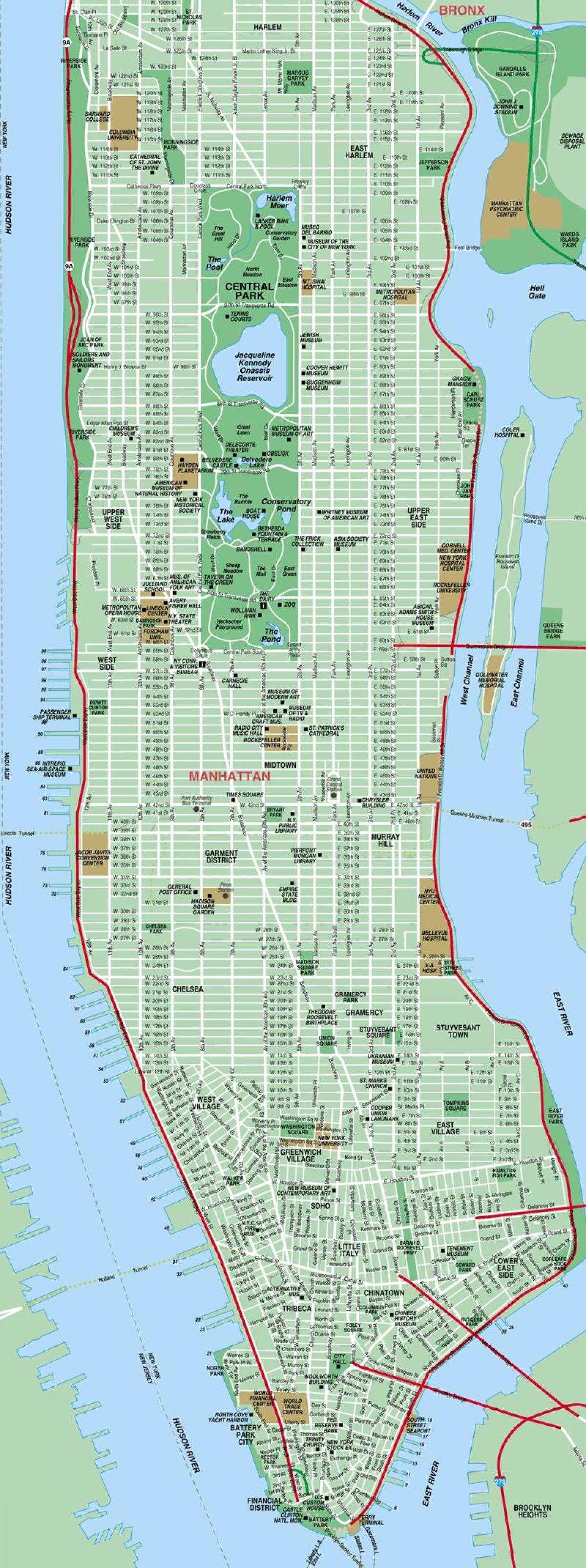 Manhattan rrugë hartë
