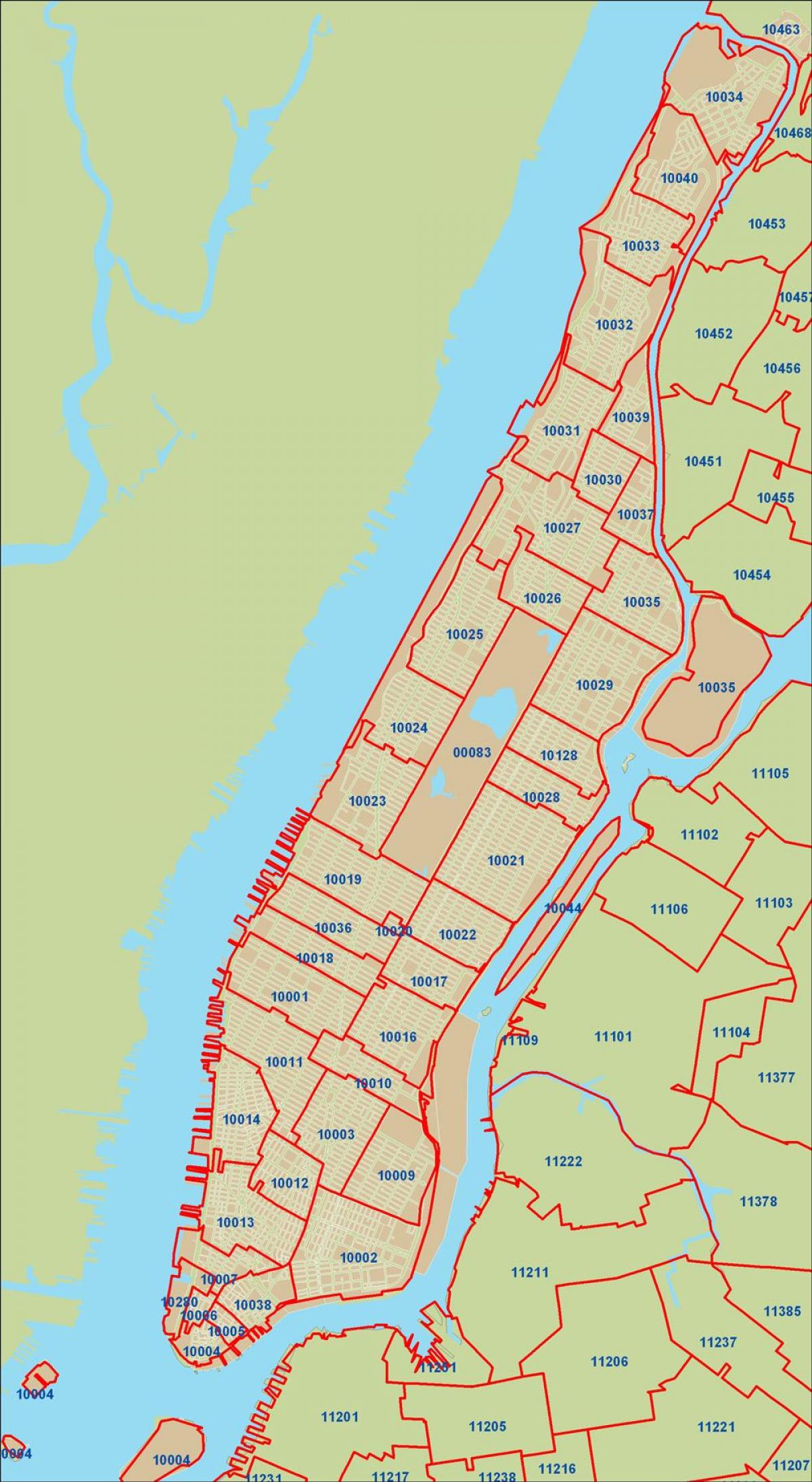 NYC kodi zip hartë Manhattan