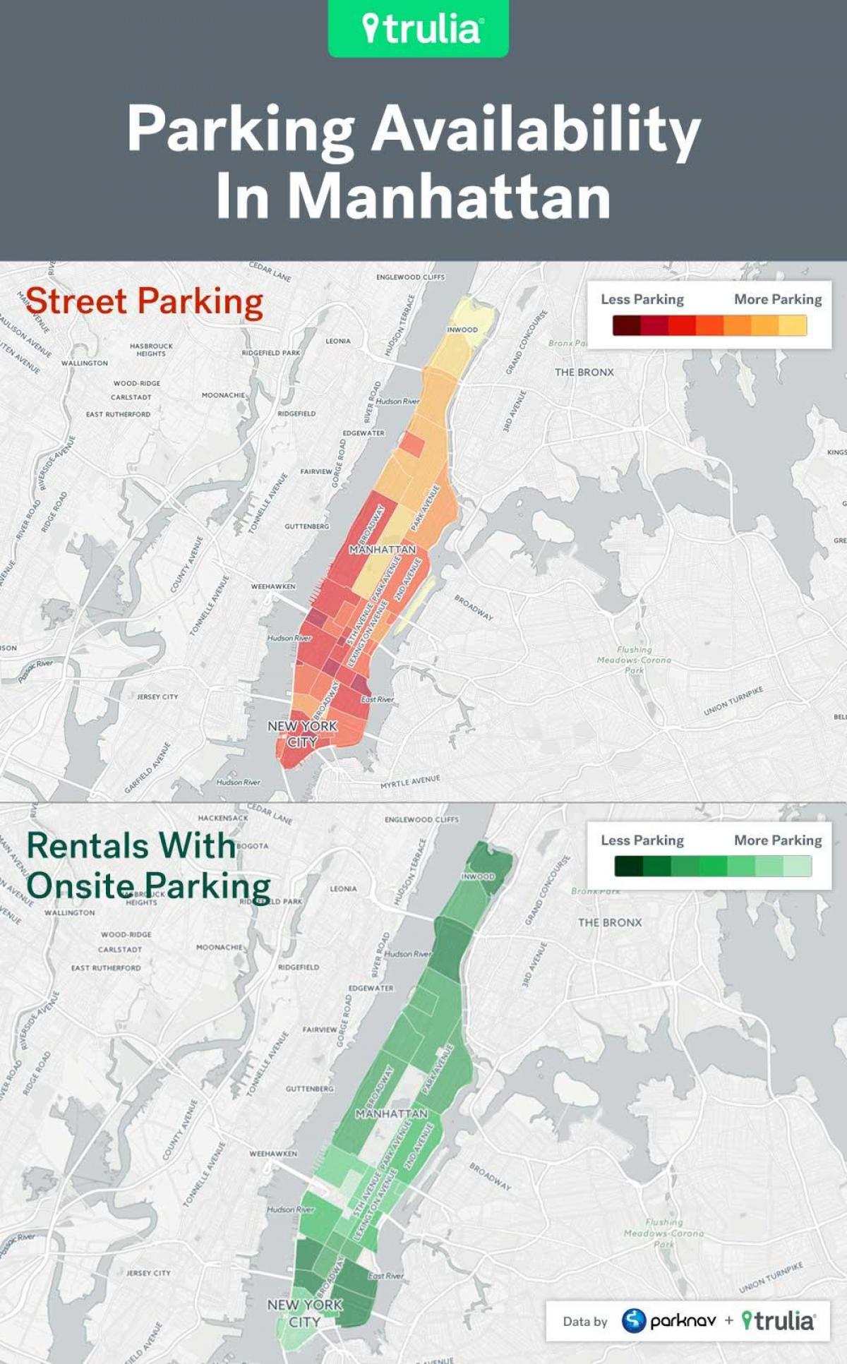 NYC parkim rrugë hartë Manhattan