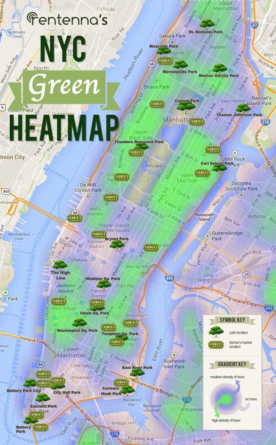 harta e Manhattan parqet