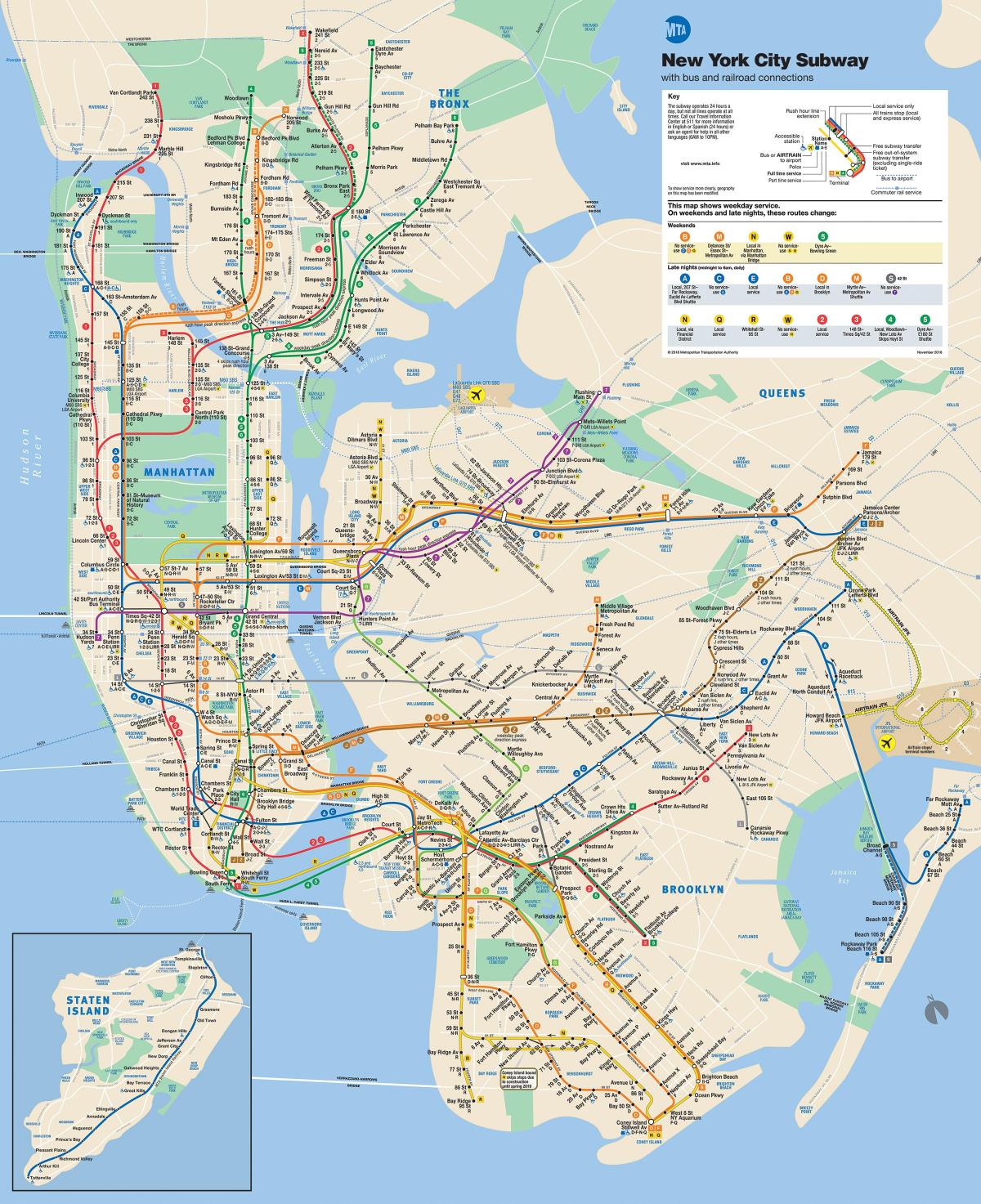 Manhattan rrugë hartë me metro ndalon