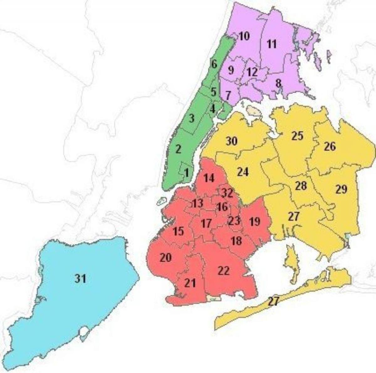 harta e Manhattan rrethet shkollore