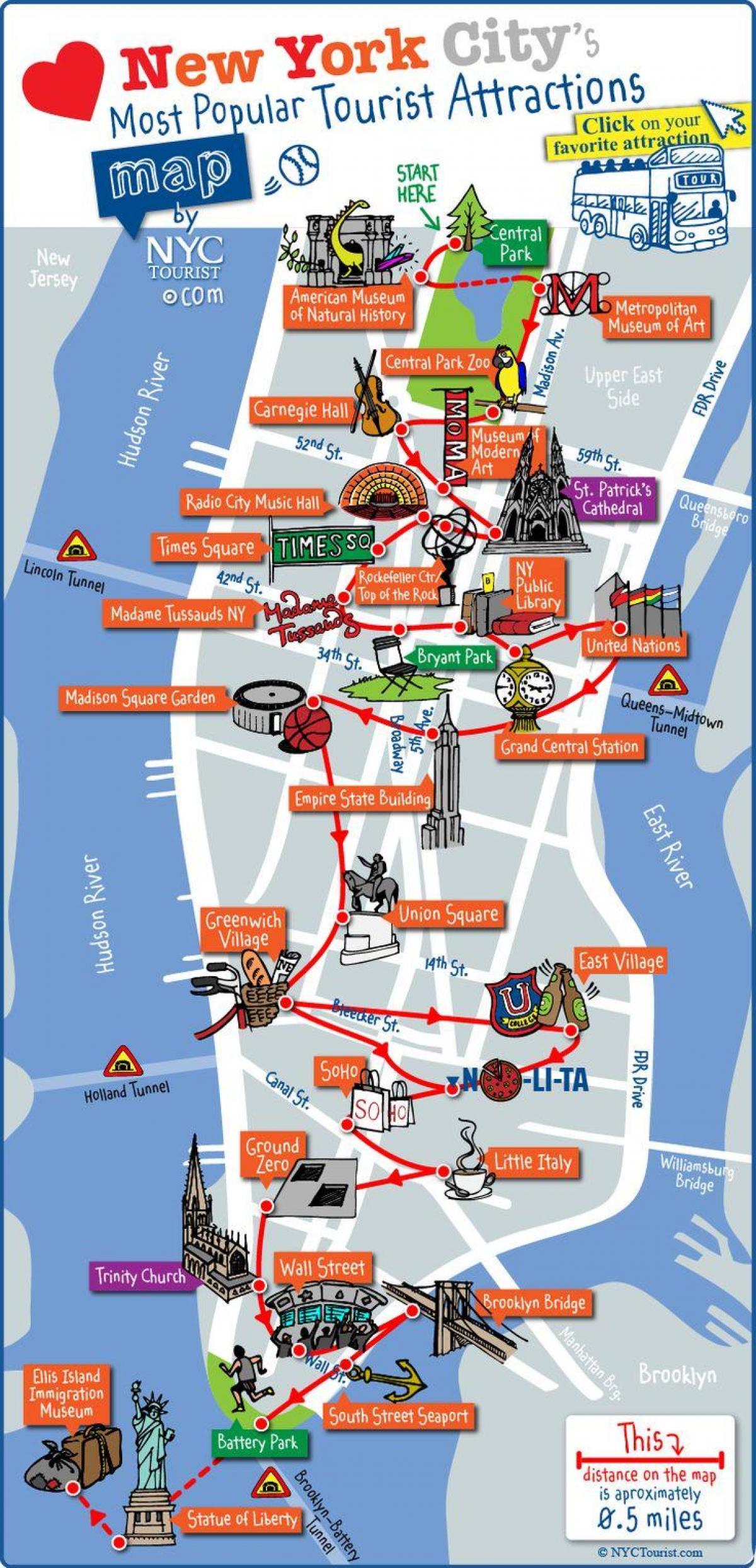 midtown Manhattan tërheqjet hartë