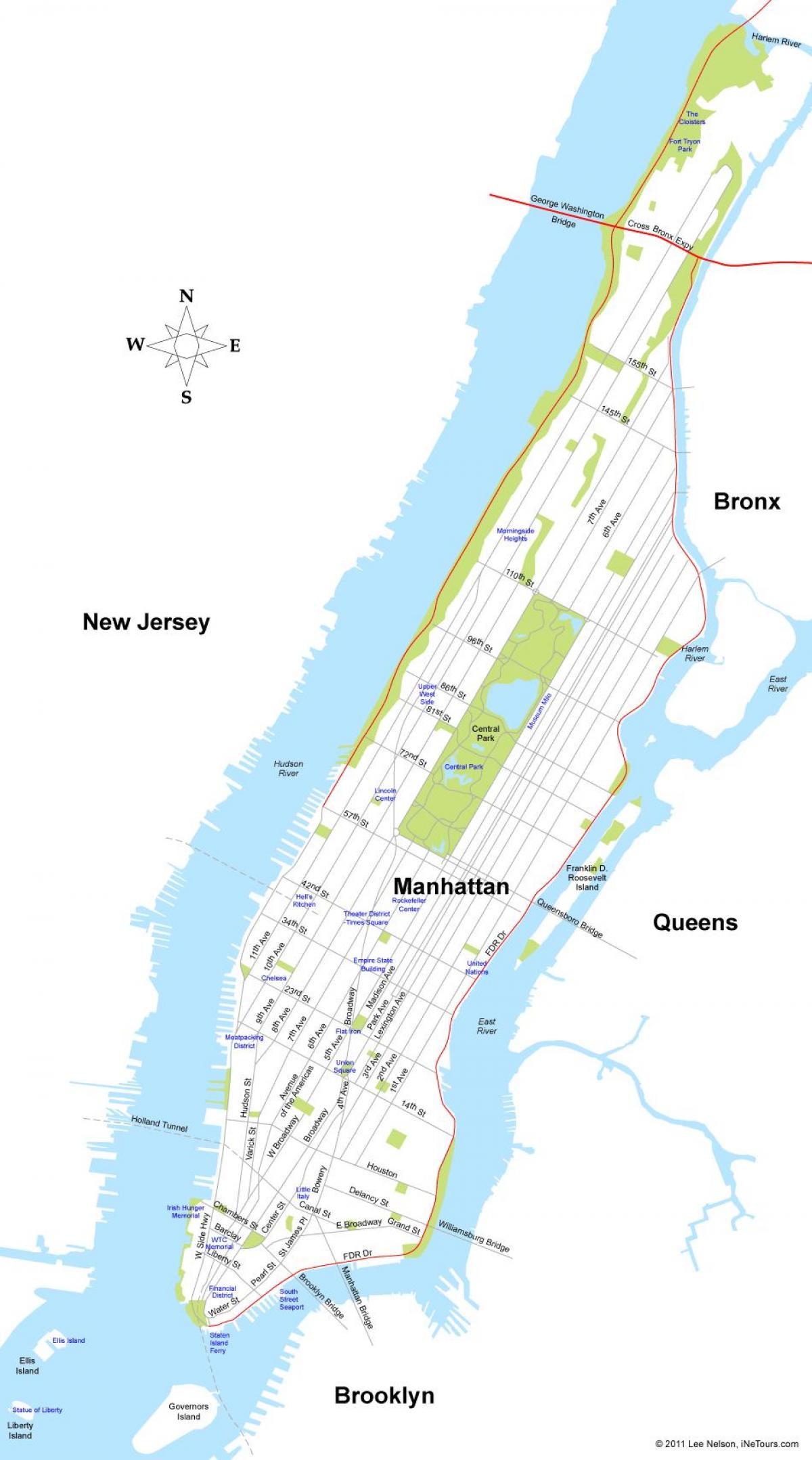 një hartë e Manhattan New York