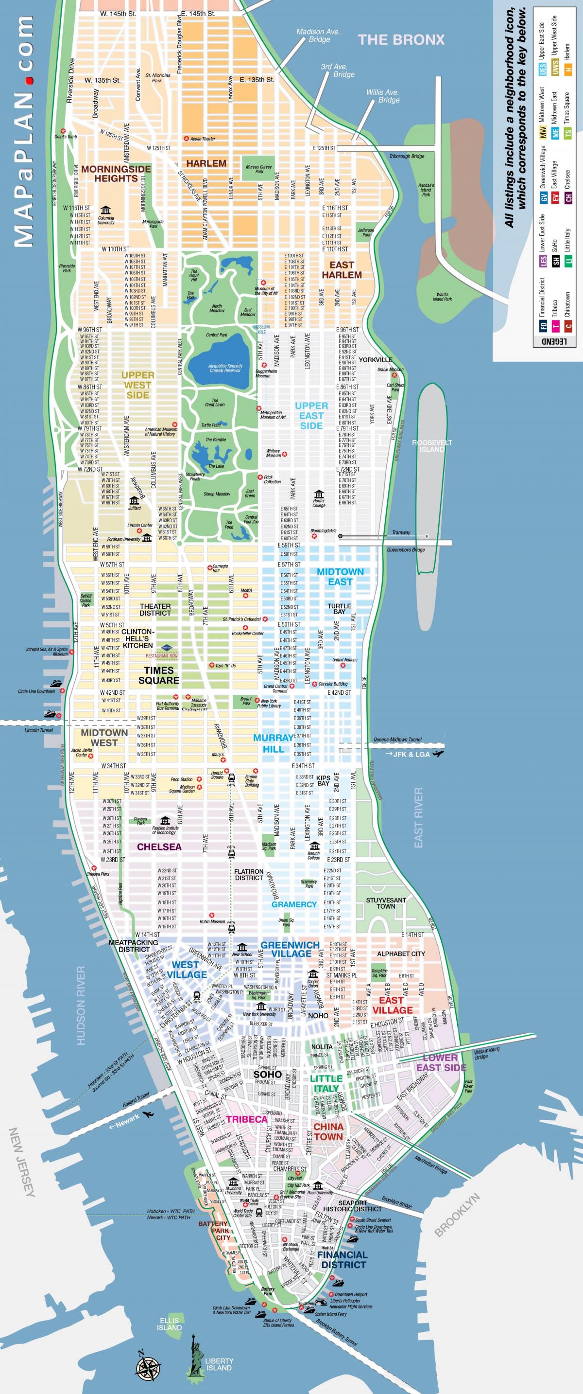 të lirë shtypshëm harta e Manhattan NYC