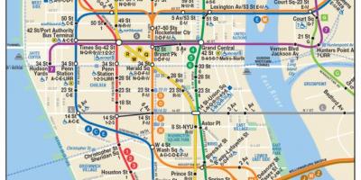 Harta e Manhatanin e poshtëm metro