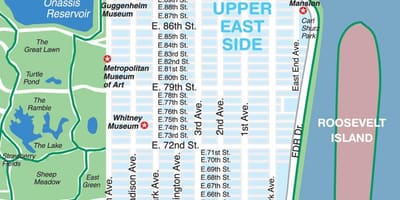 Harta e sipërme në anën lindore të Manhattan
