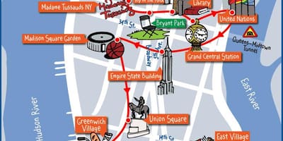 Harta e Manhattan New York atraksionet