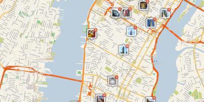 Harta e Manhattan treguar atraksione turistike
